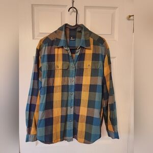 Lizsport Plaid Button-Up Shirt | 100% Cotton Flannel | Size L